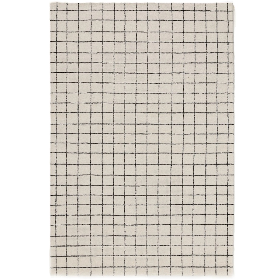Dywan wełniany Grid czarno-biały BEN - 200x300 cm
