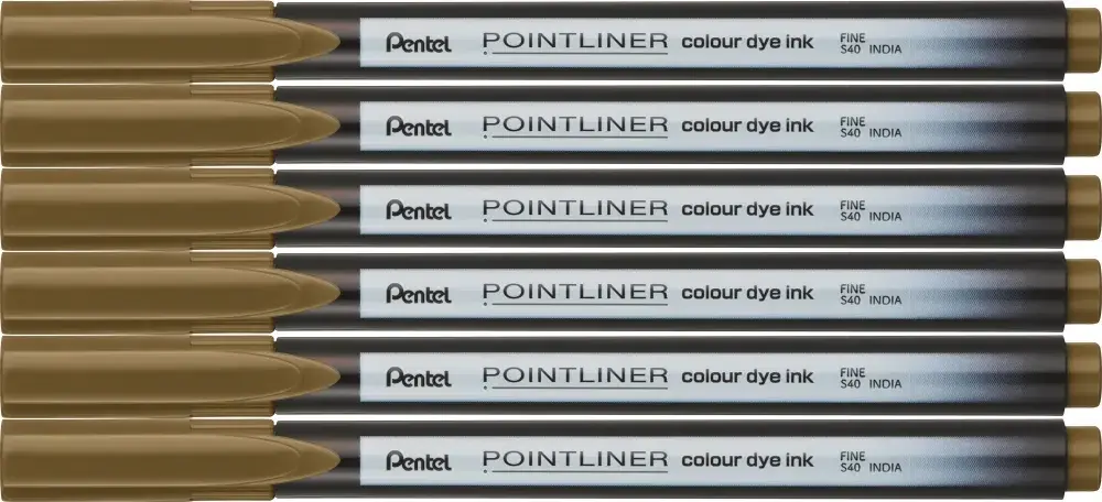 6x Cienkopis Pentel Pointliner Colour, brązowy