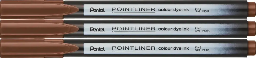 3x Cienkopis Pentel Pointliner Colour, orzechowy