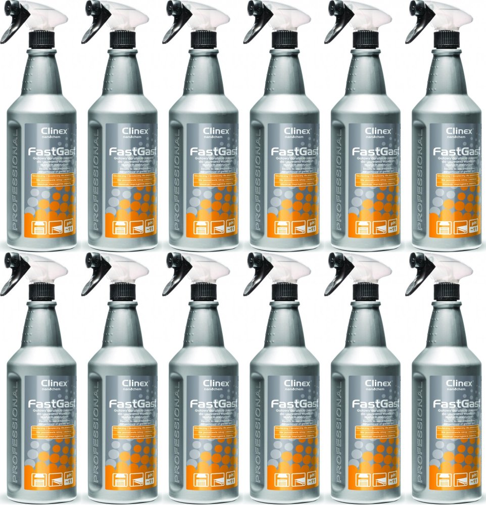 12x Preparat do usuwania tłustych zbrudzeń Clinex Fast Gast, z rozpylaczem, 1l