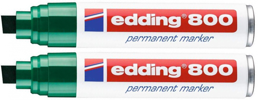 2x Marker permanentny edding 800, ścięta, 4-12mm, zielony