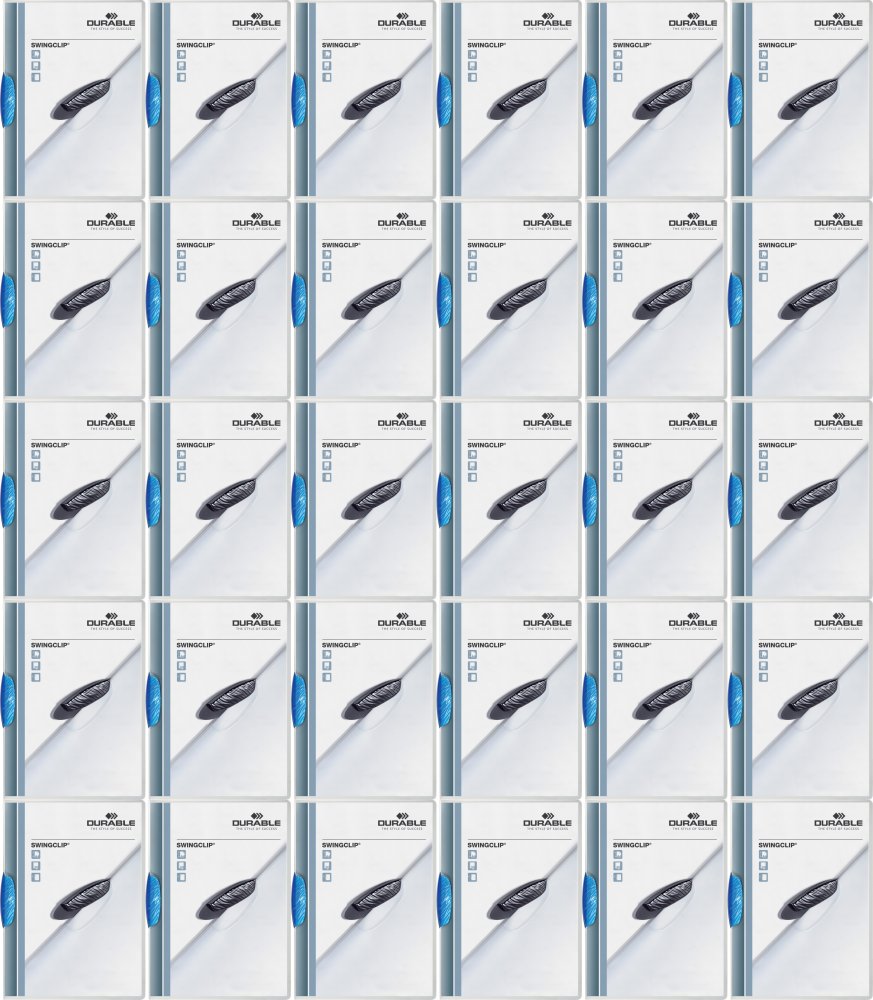 36x Skoroszyt plastikowy Durable Swingclip z klipsem, A4, do 30 kartek, niebieski