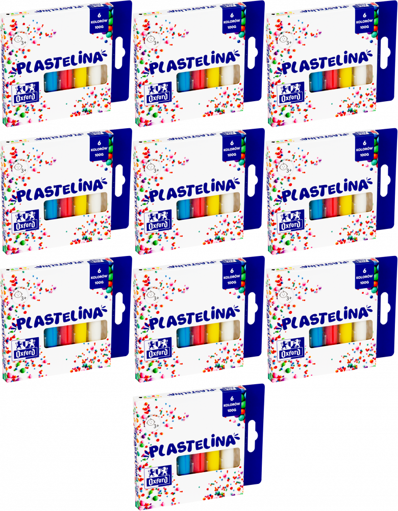 10x Plastelina Oxford mix kolorów, 6 kolorów, 100g