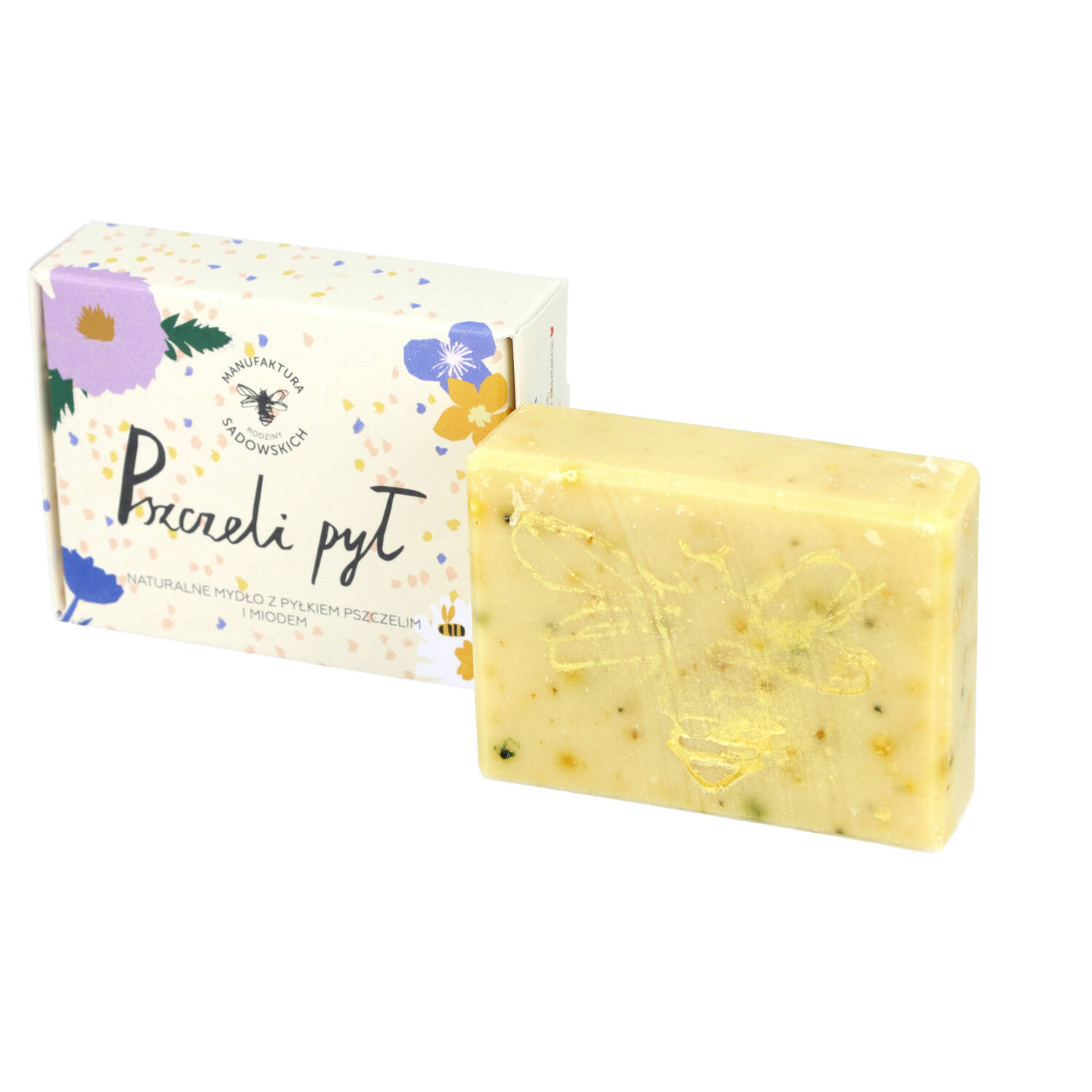 Manufaktura rodziny sadowskich - pszczeli pył, naturalne mydło z pyłkiem pszczelim i miodem, 100 g (data ważności: 30.11.2025)