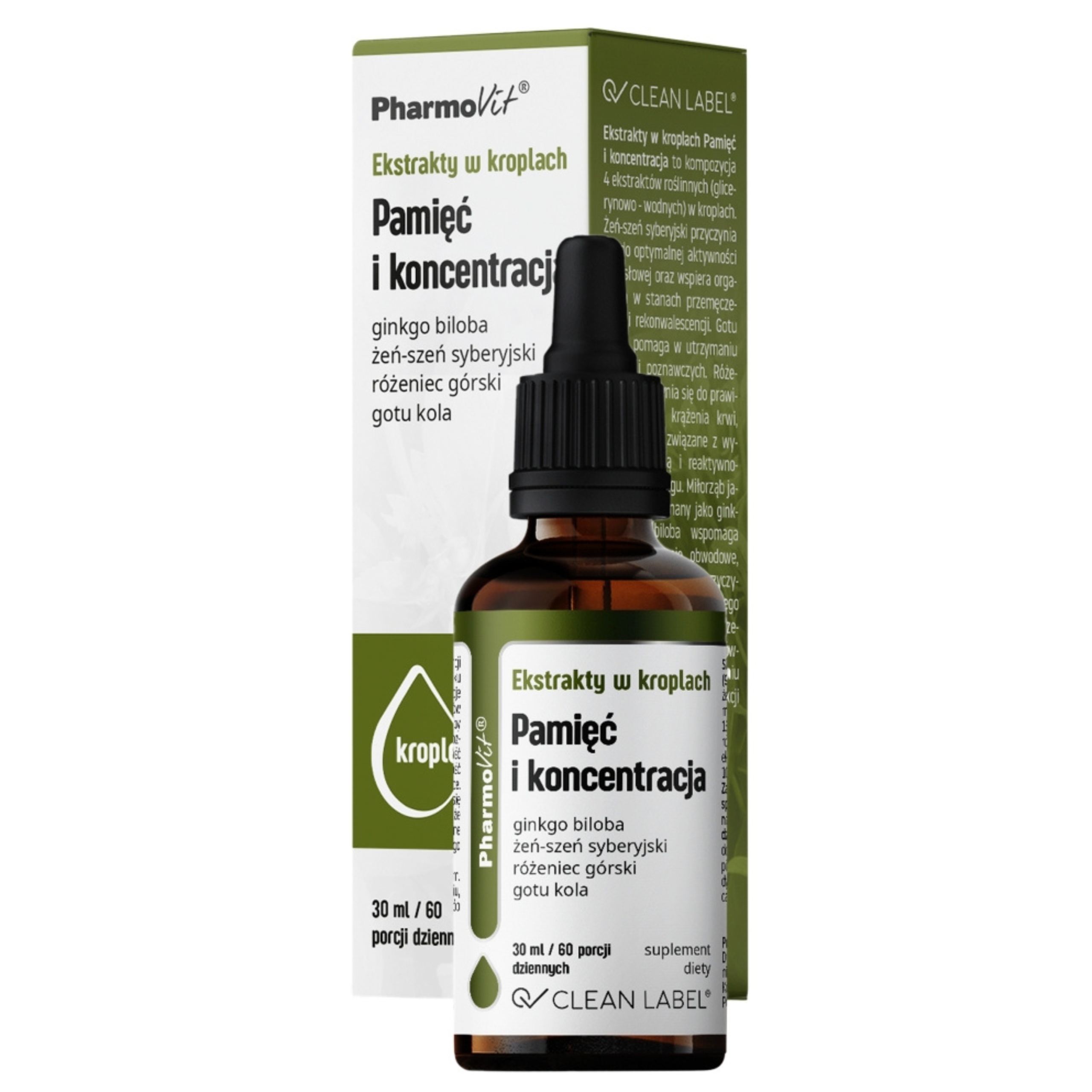 Pharmovit ekstrakty w kroplach pamięć i koncentracja, 30 ml