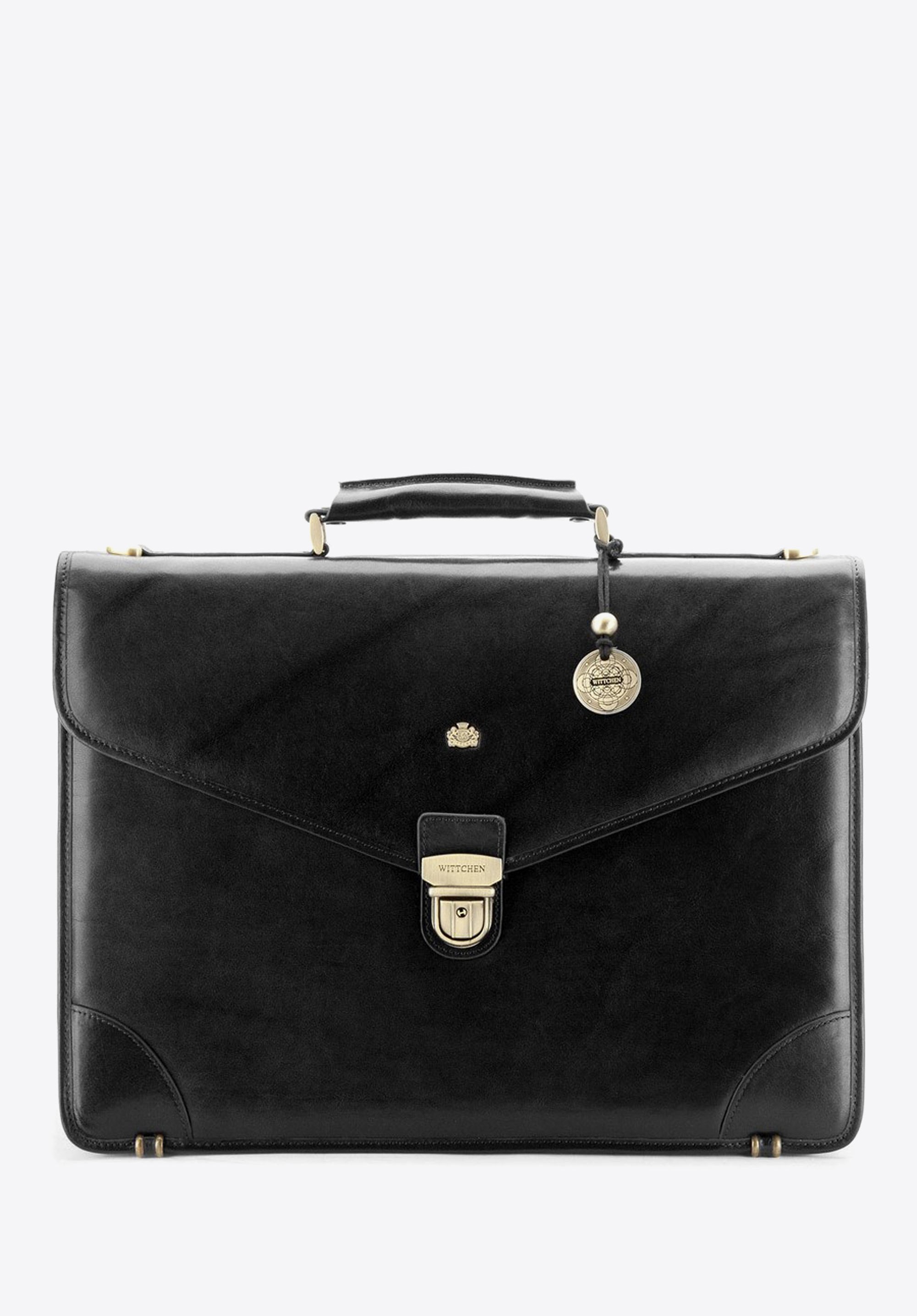 Teczka skórzana z trójkątną klapą czarna