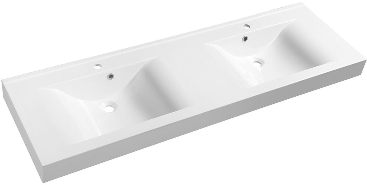 Darmowa Dostawa - Umywalka 160x50 cm prostokątna ścienna-podwójna biała Sapho Flavia 68164