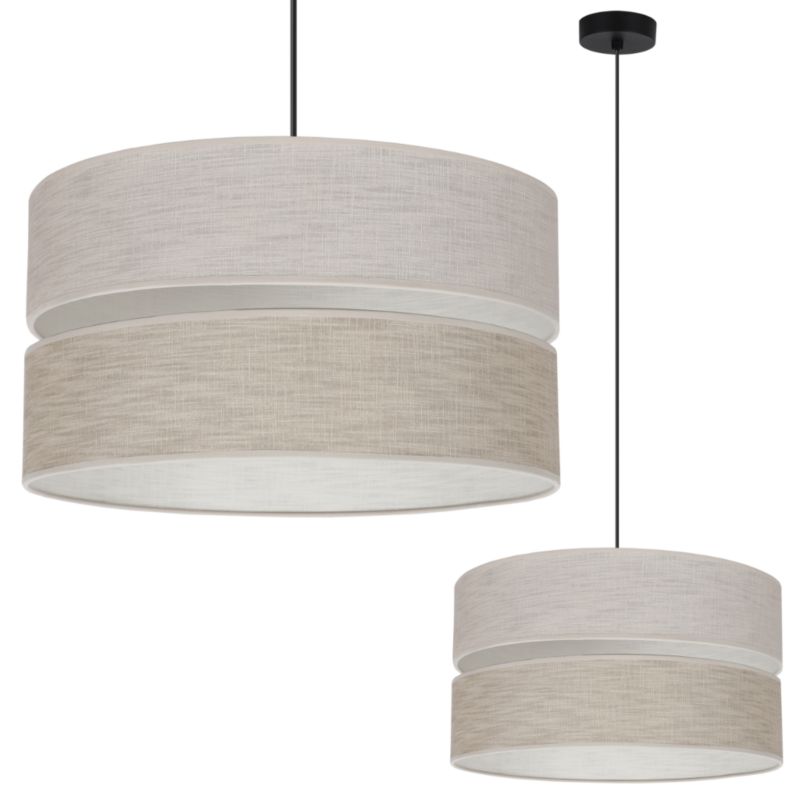 Lampa sufitowa wisząca Light Home LH Len Duo 1x E27 60W klosz 40cm czarny/j.beżowy 1szt.