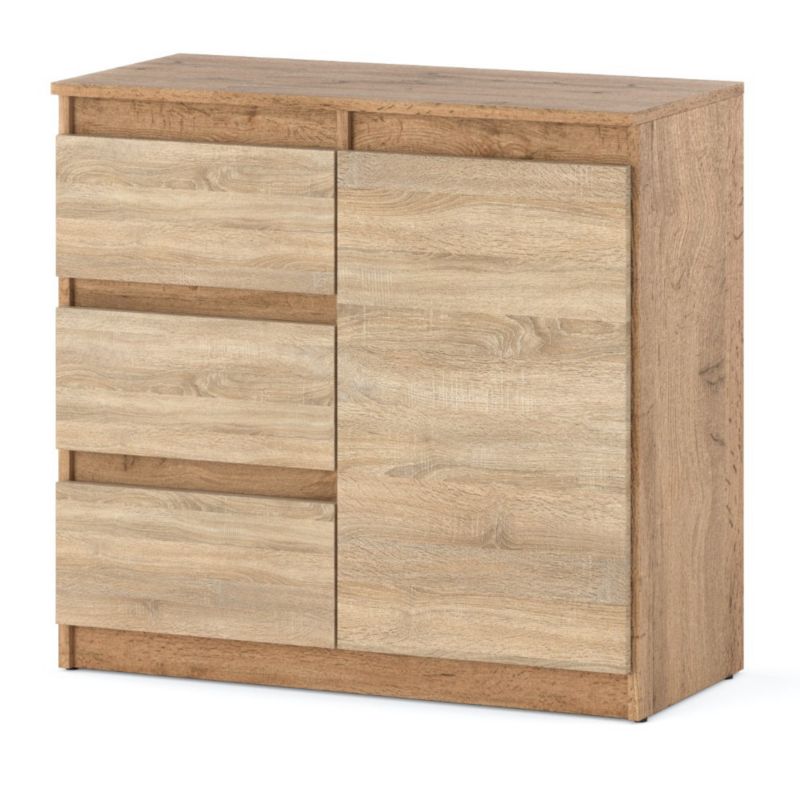 Komoda Hurtownia-Mebli Szuflady 3 Agnes 1D3SZ 80cm Dąb Wotan Dąb Sonoma 80x35x75 cm 1szt.