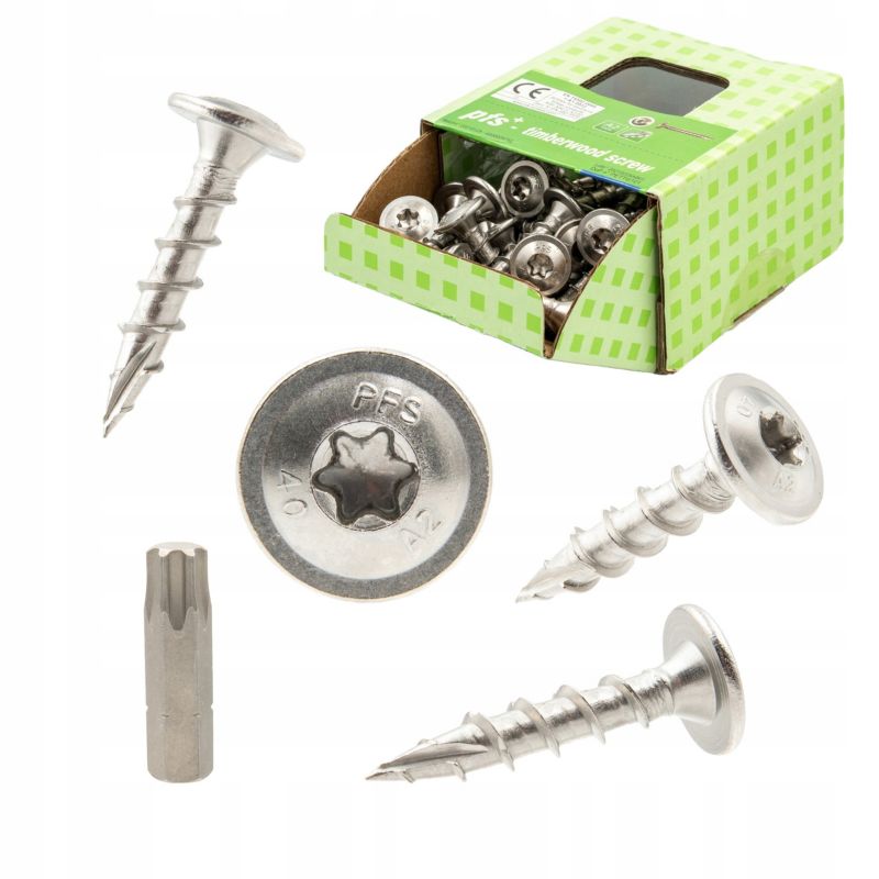 Wkręty PGB konstrukcyjne talerzowe 8x120 mm ze stali nierdzewnej A2 - 50 sztuk