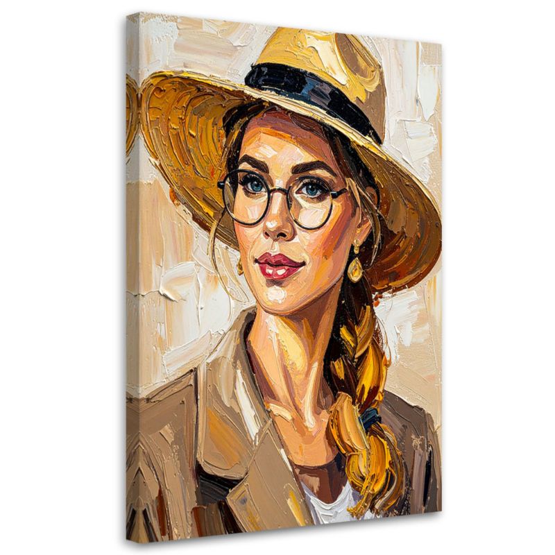 Obraz do sypialni salonu Feeby Portret Kobiata w kapeluszu 70x100cm 1szt