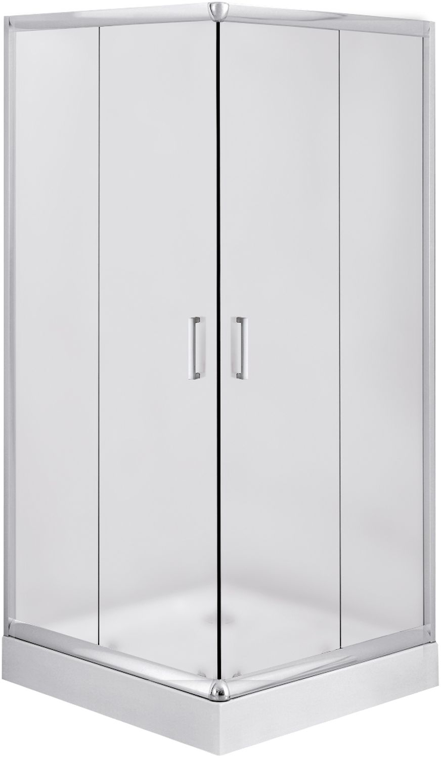 Zestaw Deante Funkia kabina prysznicowa 80 cm kwadratowa z brodzikiem Corner i syfonem chrom/szkło szronione (KYC642K, KTC042B, NHC025C) - Wysyłka w 