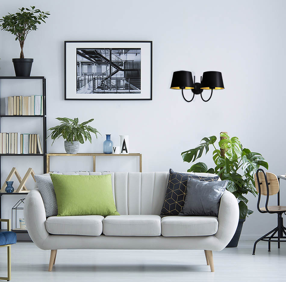 Kaja Sasto kinkiet 2x40W czarny/złoty K-4338