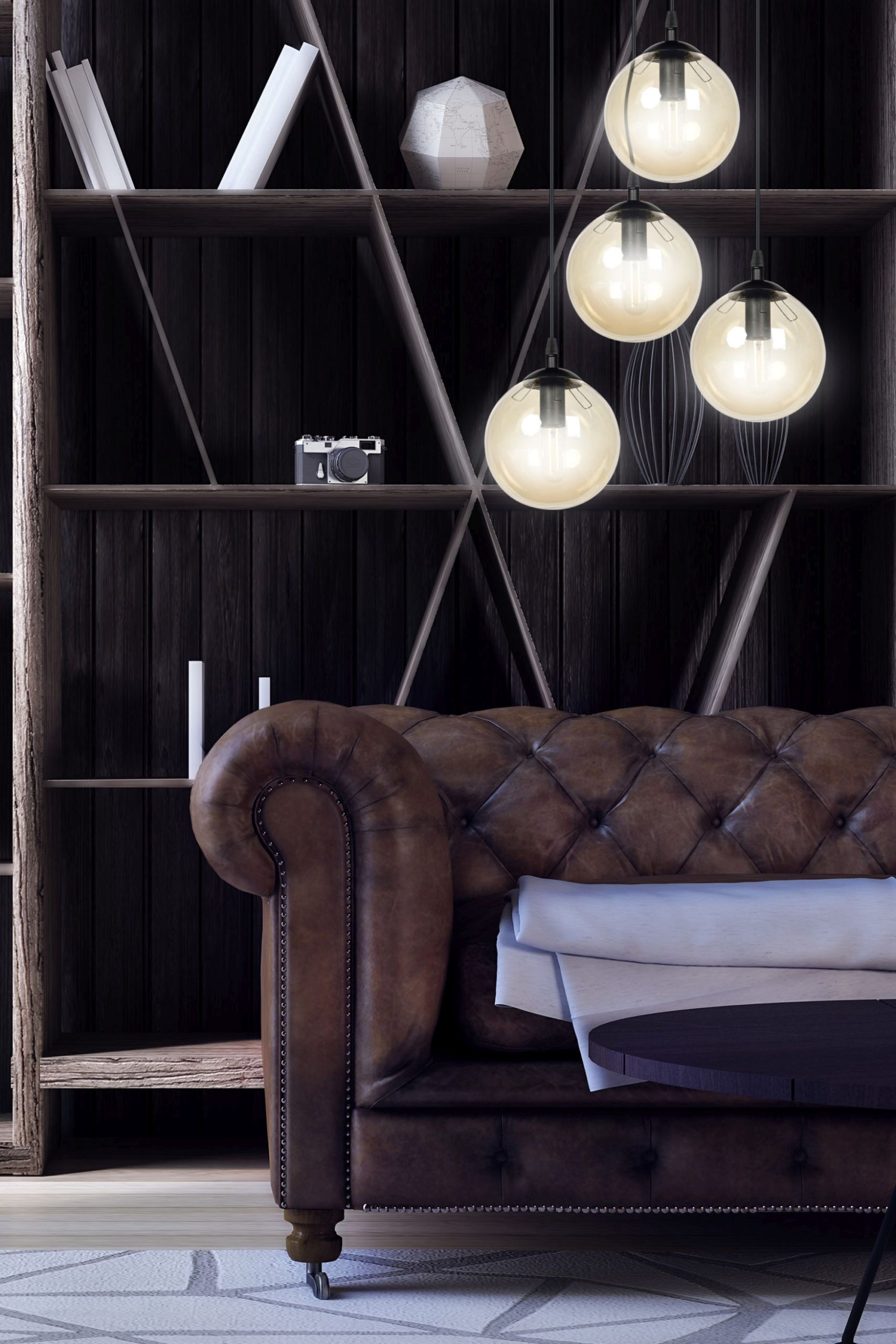 Emibig Cosmo lampa wisząca 4x10 W czarna-bursztynowa 713/4PREM