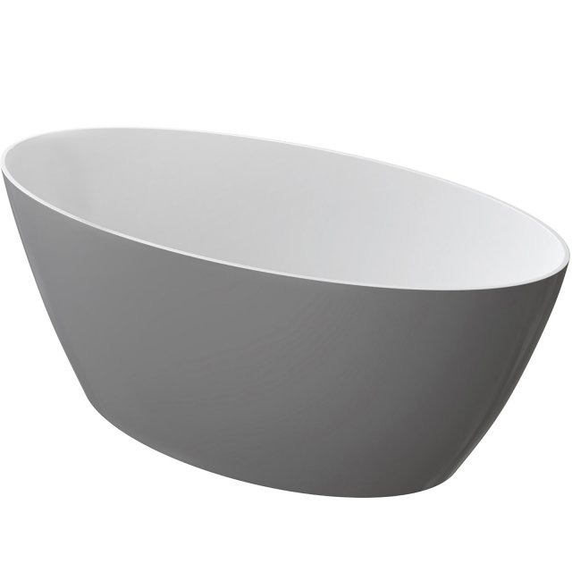 OMNIRES Wanna wolnostojąca SIENA M+ 161x81 owalna biały/szary połysk