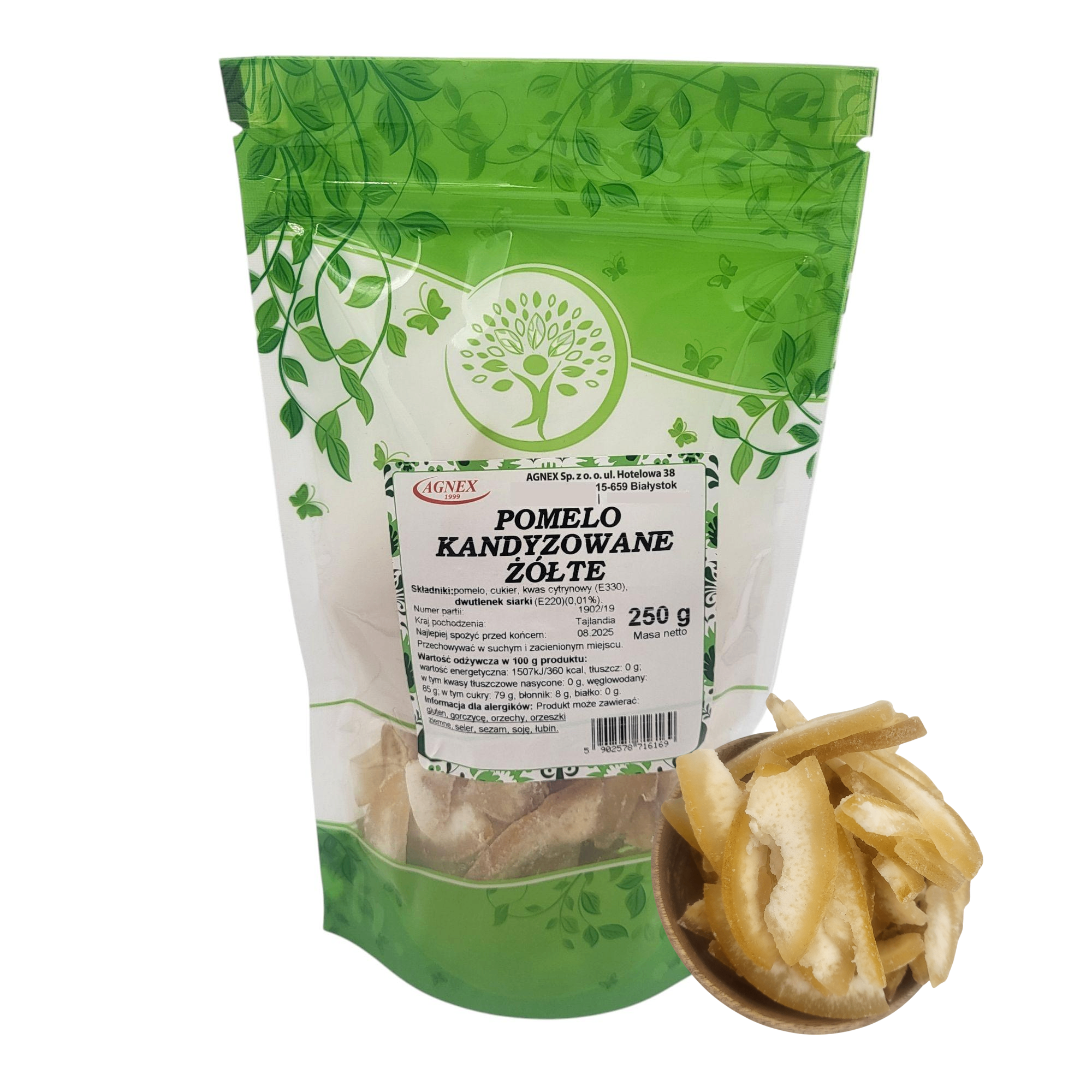 Pomelo kandyzowane paski żółte 250g