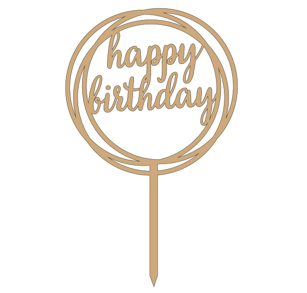 Topper drewniany na tort Urodzinowy napis Happy Birthday