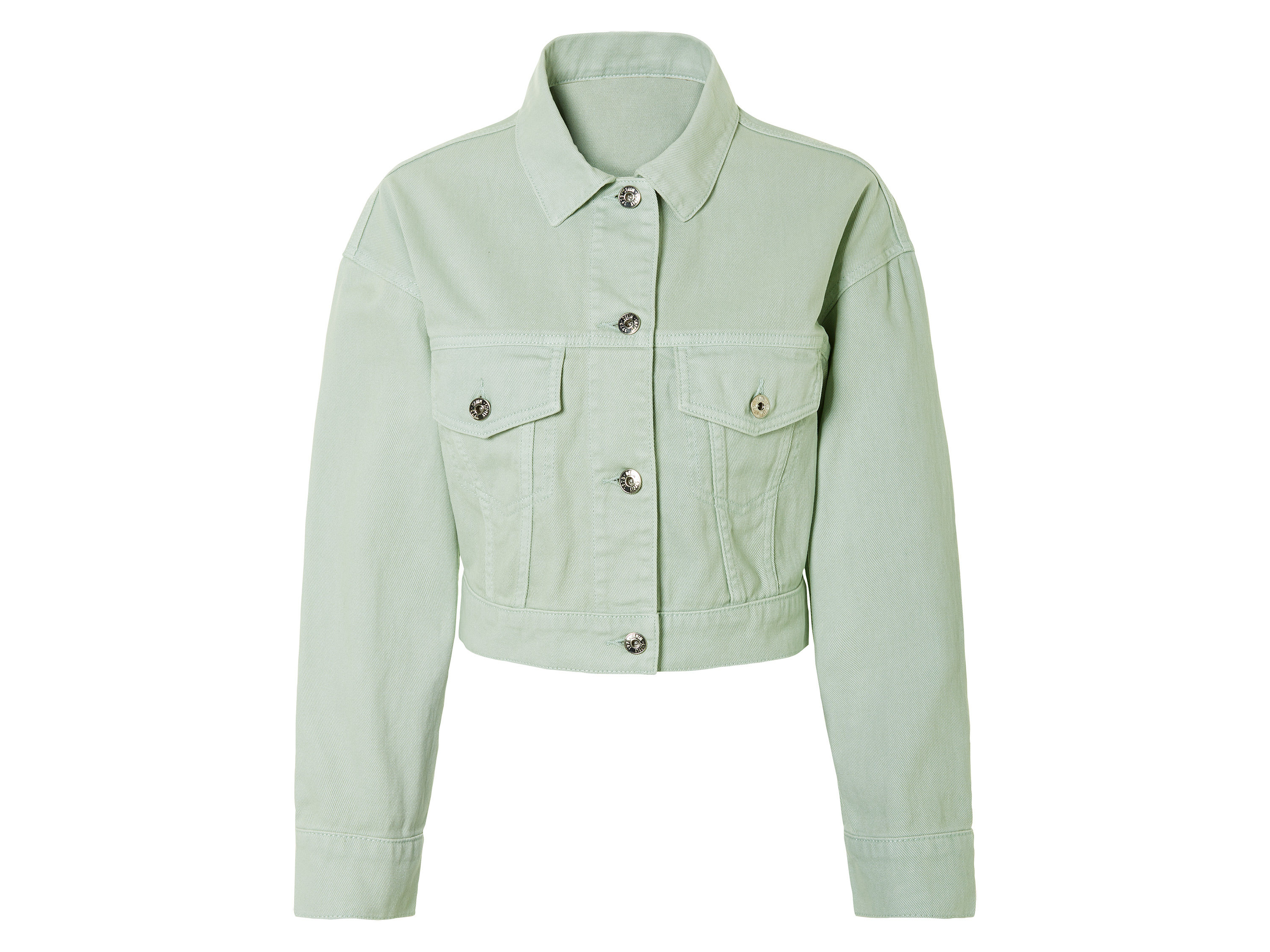 esmara Kurtka jeansowa damska z bawełny, cropped 44, Jasnozielony