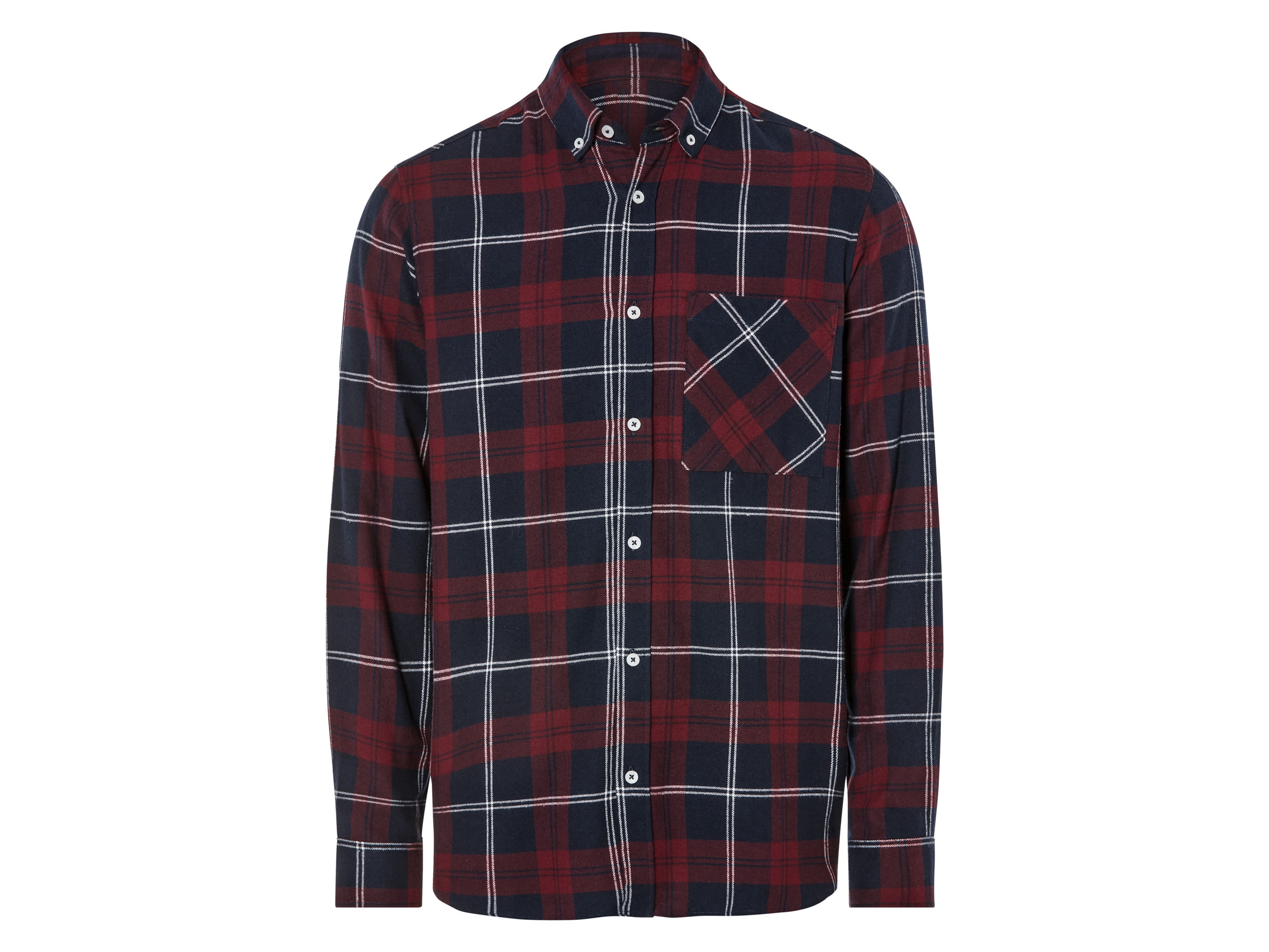 Livergy Koszula flanelowa męska z bawełny L 41/42, Czerwony/niebieski