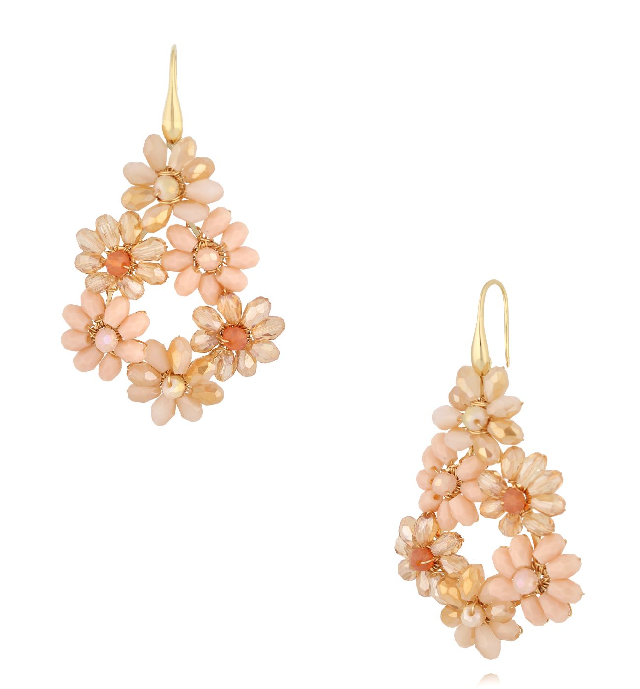 Kolczyki z beżowymi kryształkami KWE0306 - By Dziubeka