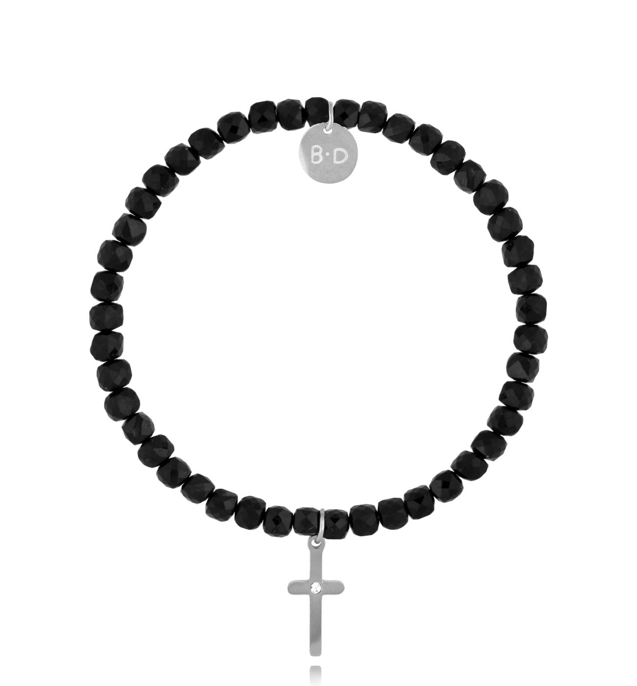 Bransoletka z turmalinami i srebrnym krzyżykiem Prime BTW2356