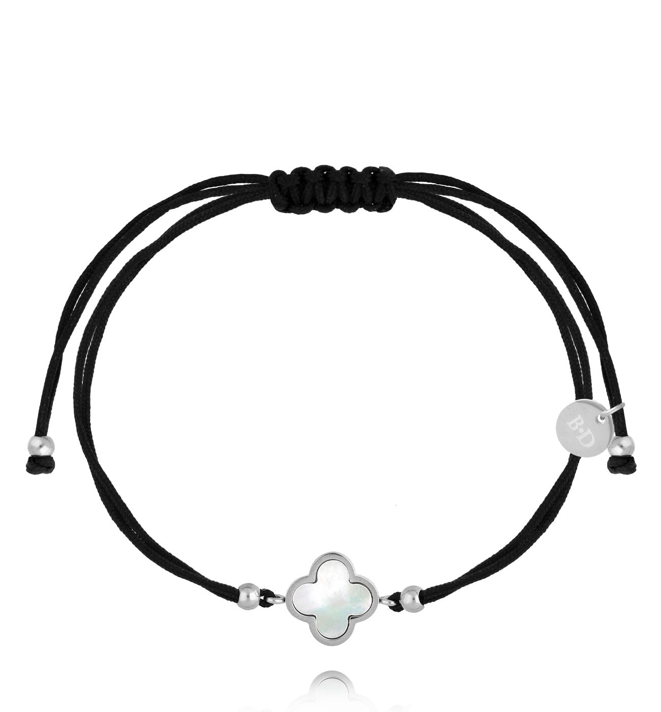 Bransoletka z czarnym sznurkiem i koniczynką BGL1042