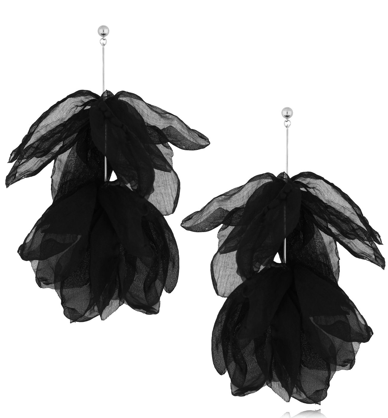 Kolczyki czarne z szyfonu Cutha KBL1734