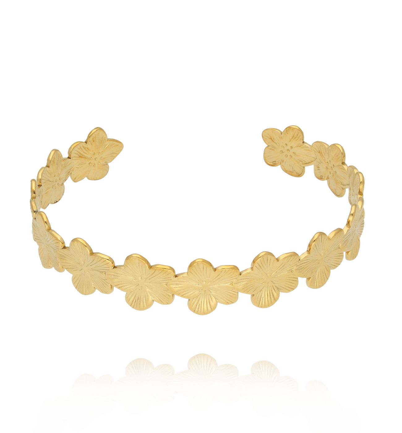 Bransoletka obręcz z kwiatami złota BSY0491 - By Dziubeka