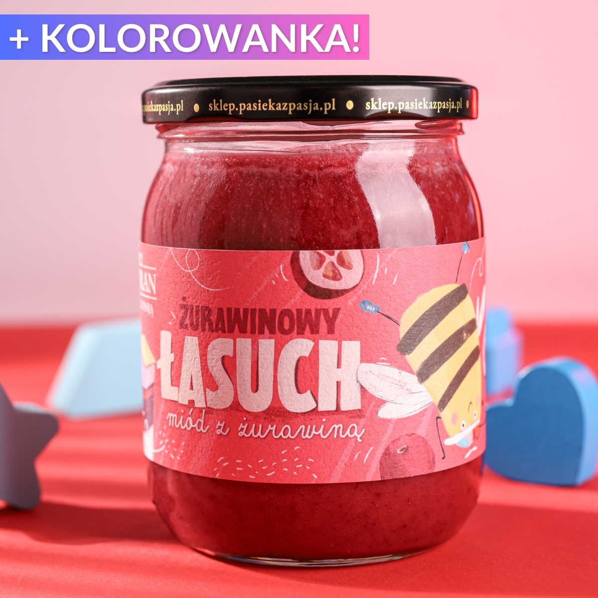Żurawinowy łasuch - miód dla dzieci z żurawiną 630g - Pasieka z Pasją Hawran