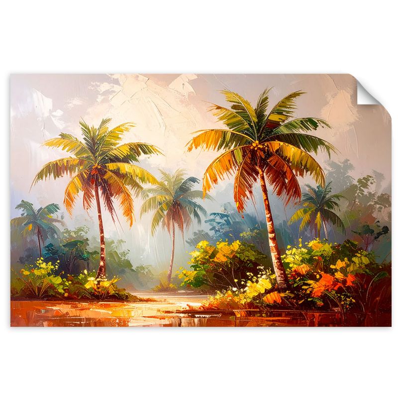 Plakaty samoprzylepne do salonu sypialni Feeby Drzewa palmowe dżungla imitacja farby 30x20cm 1szt