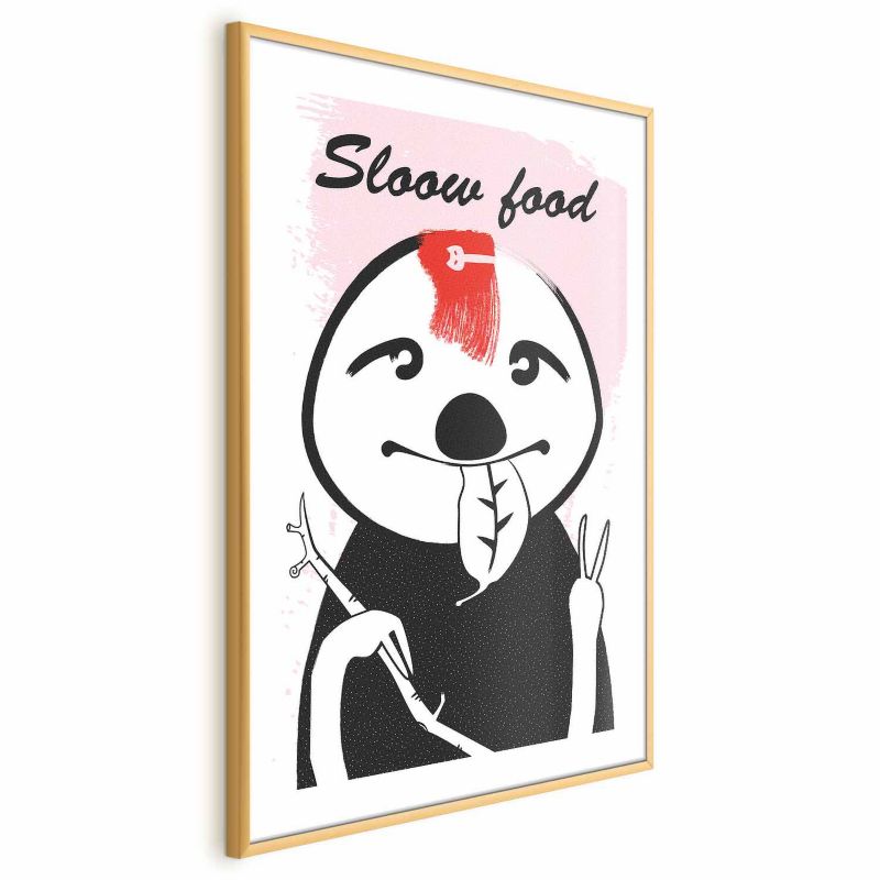 Plakat Artgeist Leniwiec trendsetter 21x30 cm z ramą złotą 1 szt