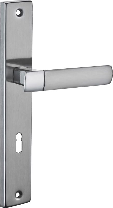 Klamka drzwiowa Schaffner Gold 90 mm na klucz nikiel satyna/chrom