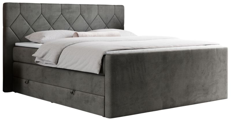 Łóżko kontynentalne MKS Meble KING EIGAR 120x200 H3 ciemnoszary welwet 1szt.