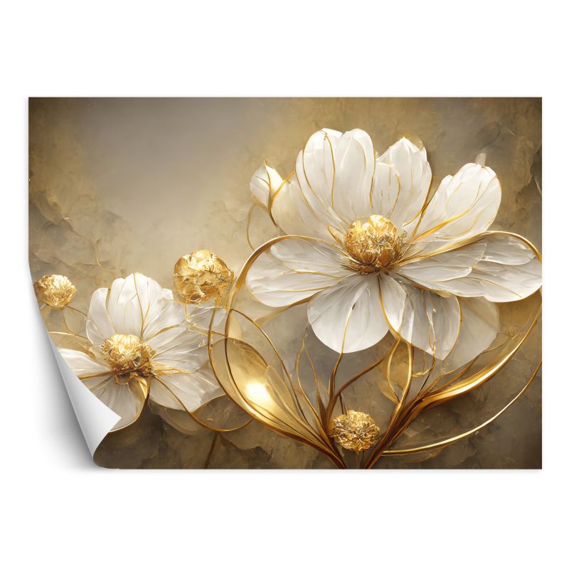 Fototapeta Feeby Złote kwiaty Abstrakcja Glamour 350x245 1 szt