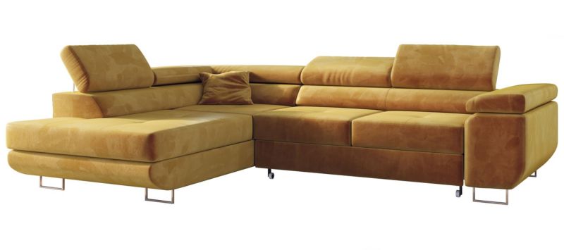 Narożnik MKS Meble GUSTAW L strona lewa Żółty welvet 1szt.