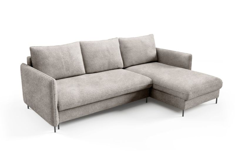 Narożnik Bettso Belis Boucle 216 x 165 cm z funkcją spania beżowy 1szt.