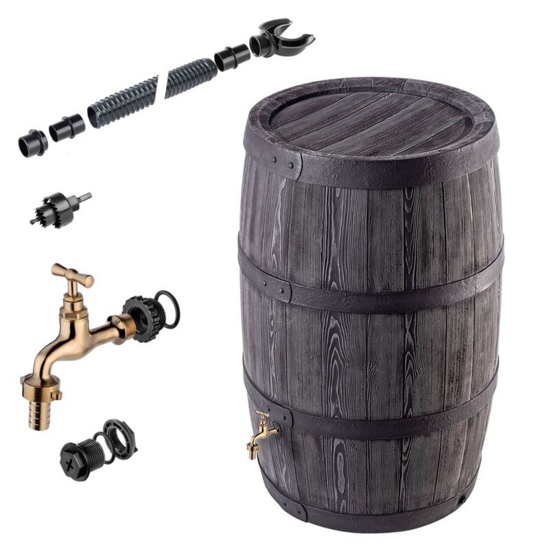 Zbiornik Na Deszczówkę KADAX 500L Wodę Beczka Pojemnik Zestaw Przyłączeniowy Kran 1szt.