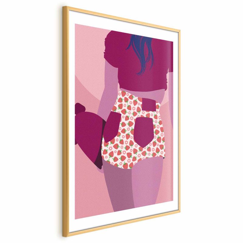 Plakat Artgeist Spodenki w truskawki 21x30 cm z ramą złotą 1 szt