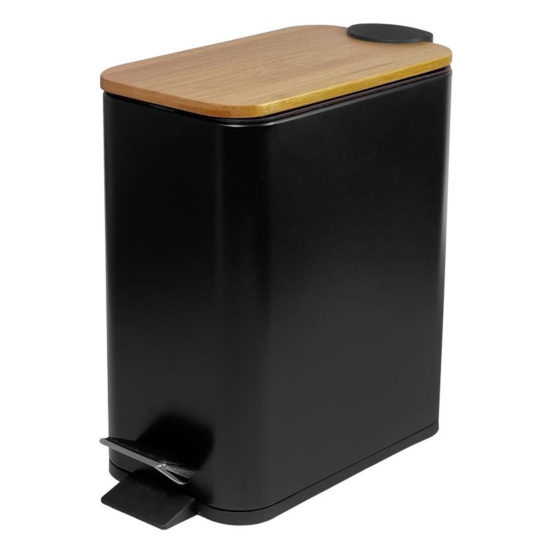 Kosz na śmieci Rodeno 6L czarny z przyciskiem nożnym 1 szt.