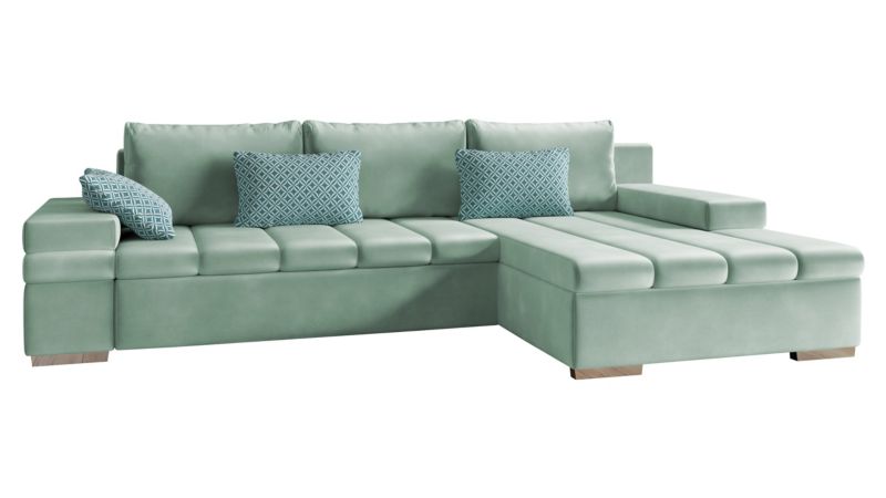 Narożnik MIRJAN 24 z funkcją spania Bangkok prawy seledynowy/niebieski wzór 1 szt.