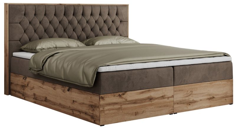 Łóżko kontynentalne MKS Meble AMORE 160x200 H3 brązowy welwet 1szt.