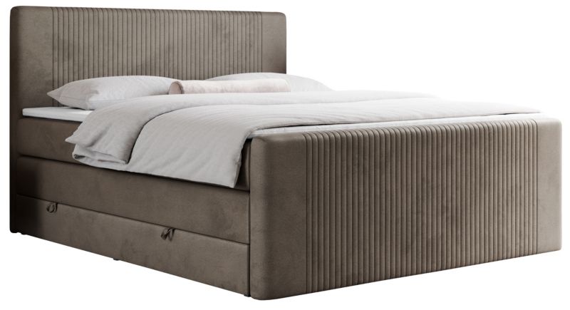 Łóżko kontynentalne MKS Meble KING DOREN 120x200 H3 brązowy welwet 1szt.