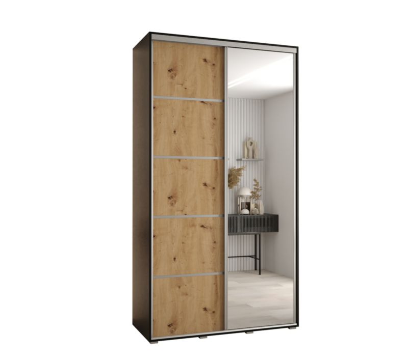 Szafa przesuwna Abiks DAVOS 5 wysoka szer.130cm gł.60cm czarny/artisan/srebrny 1szt.