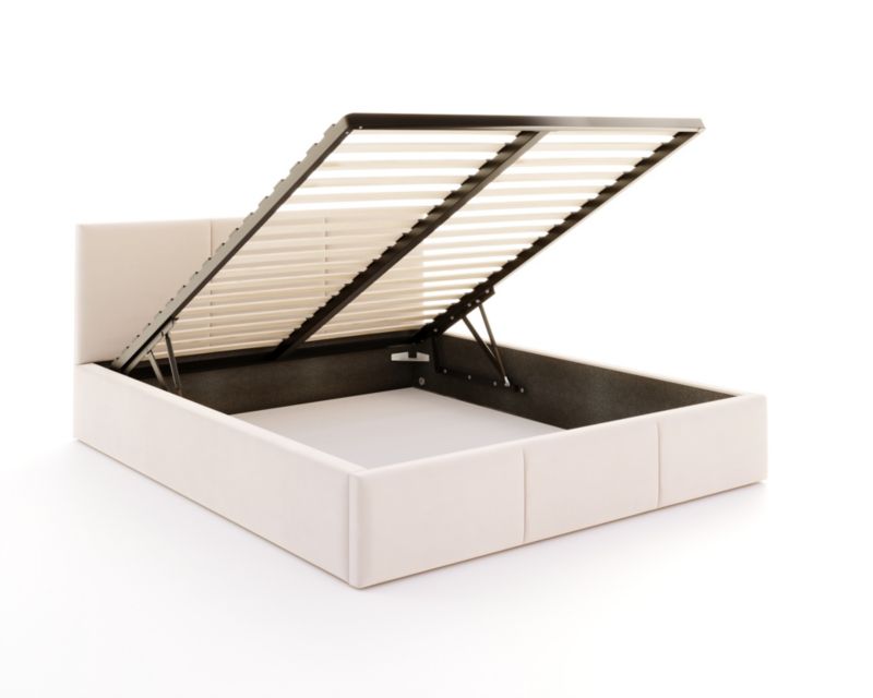 Łóżko tapicerowane FDM AMBER 140x200 kremowe z pojemnikiem i stelażem podnoszonym 1 szt.
