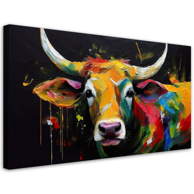 Obraz na płótnie Feeby Abstrakcja Kolorowa Szkocka Krowa 120x60cm 1szt