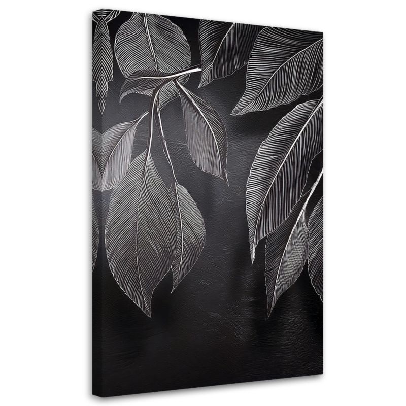 Obraz do salonu Feeby Minimalizm Liście Rośliny Czarno Biały 80x120cm 1szt