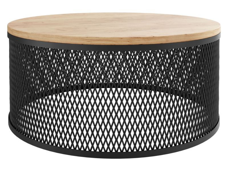 Stolik kawowy MIRJAN 24 okrągły Korlew czarny/dąb craft złoty 1 szt.