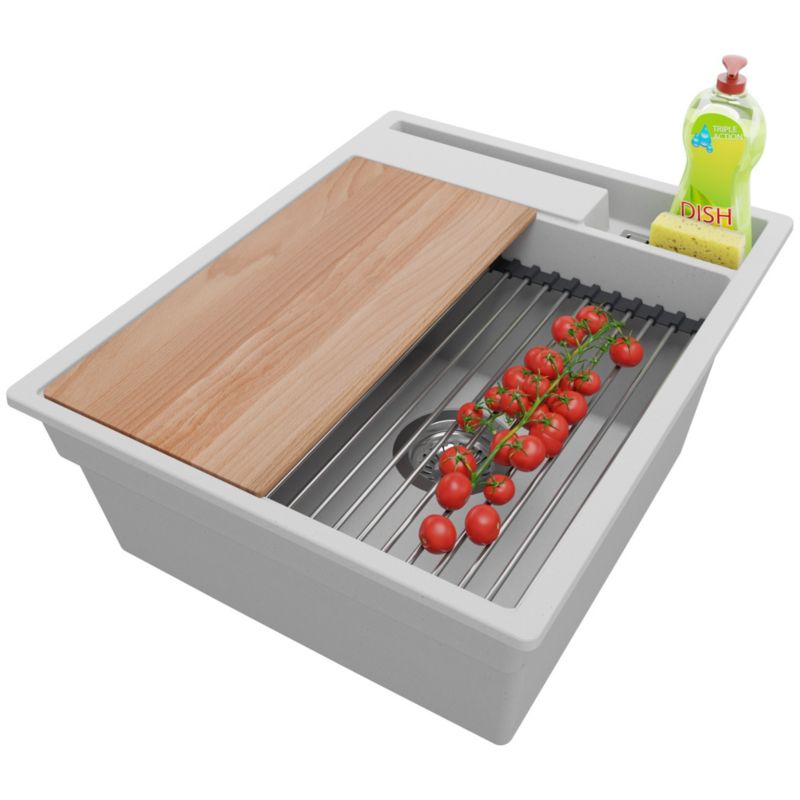 Zlewozmywak Oslo Pocket PRIMAGRAN Nablatowy 43x53cm do szafki od 45cm z Syfonem i Dodatkiem Szary 1 szt.