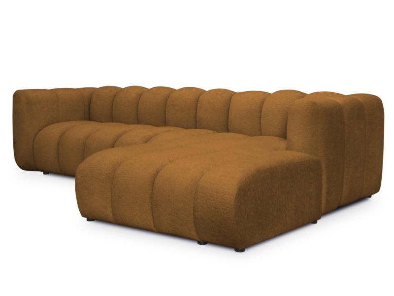 Narożnik prawostronny LaMiaSofa NAPOLI z tkaniny szenilowej 258x179 cm musztardowy 1 szt.