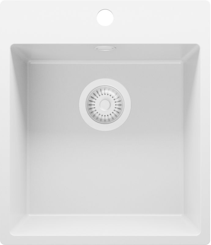 Zlewozmywak Ryga PRIMAGRAN Nablatowy 43x50cm do szafki od 45cm z Syfonem Cały Biały 1 szt.
